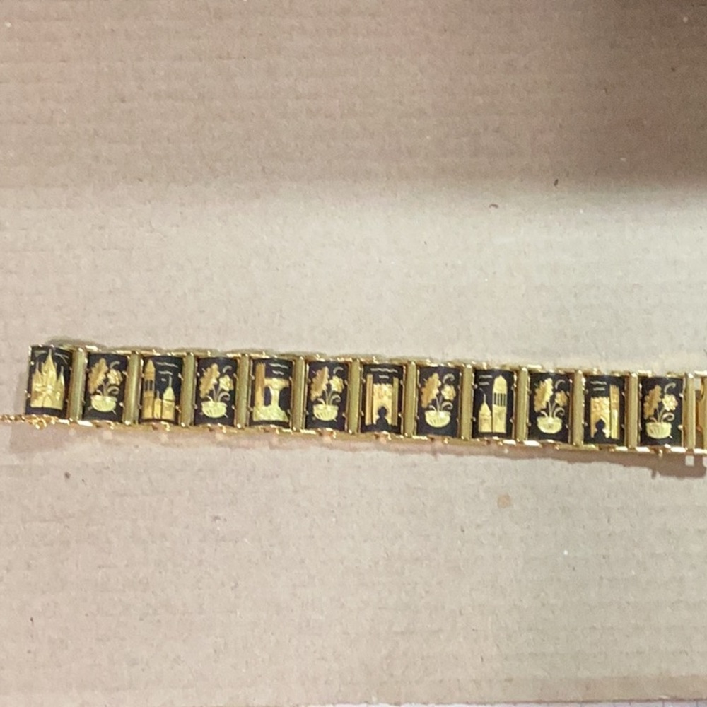 Vintage Damascene Bracelet 12 Panel Damascene Bracelet Rare
